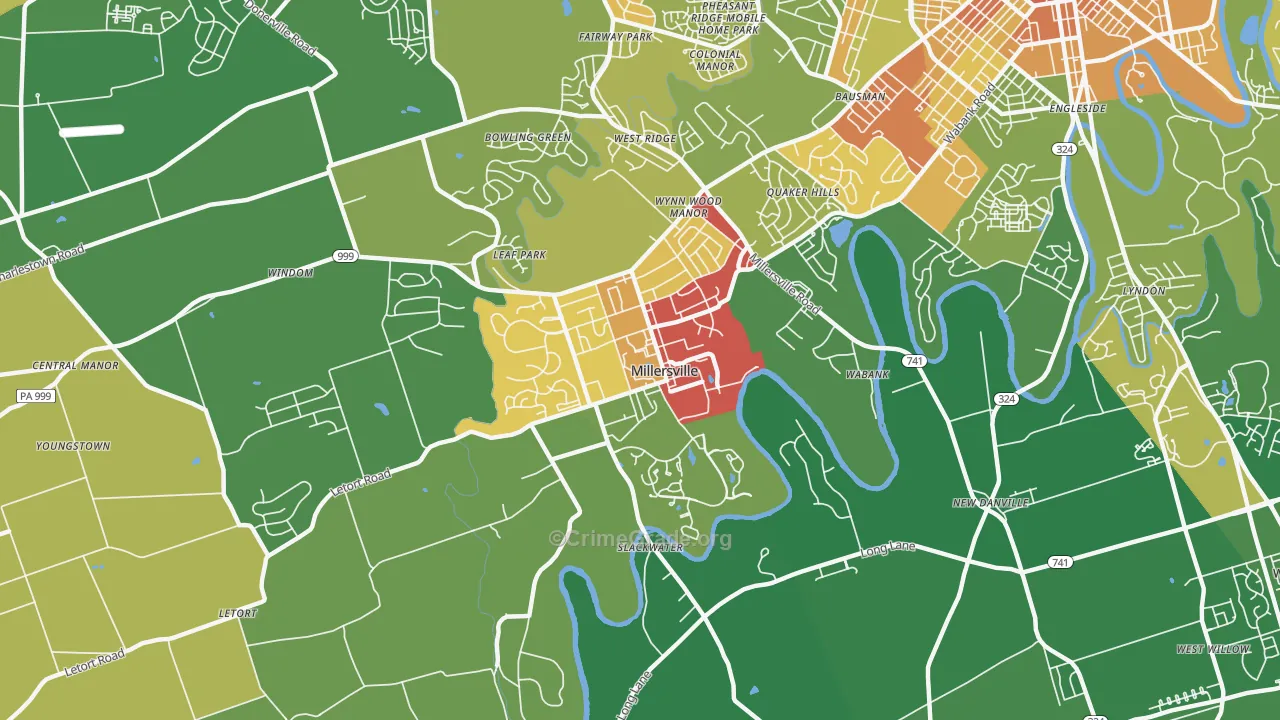 Millersville, PA Map of Vandalism Rates