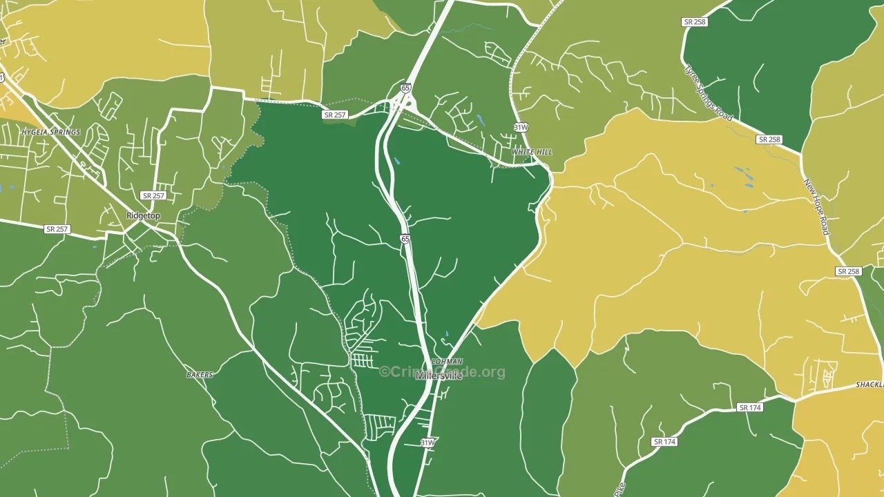Millersville, TN Map of Vandalism Rates