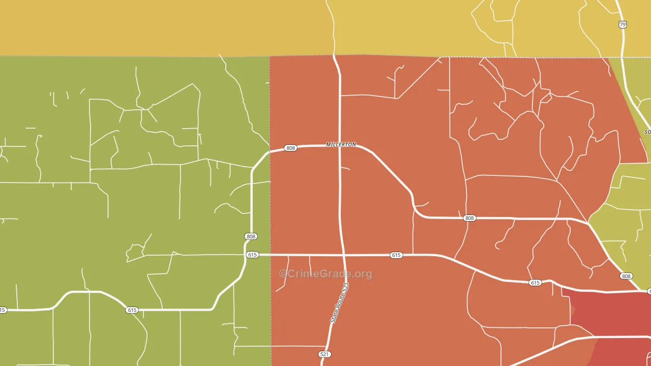Millerton, LA Map of Vandalism Rates