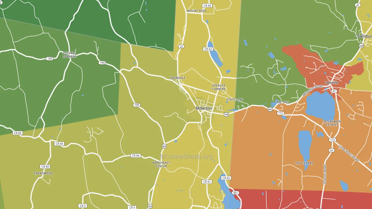 Millerton, NY Map of Vandalism Rates