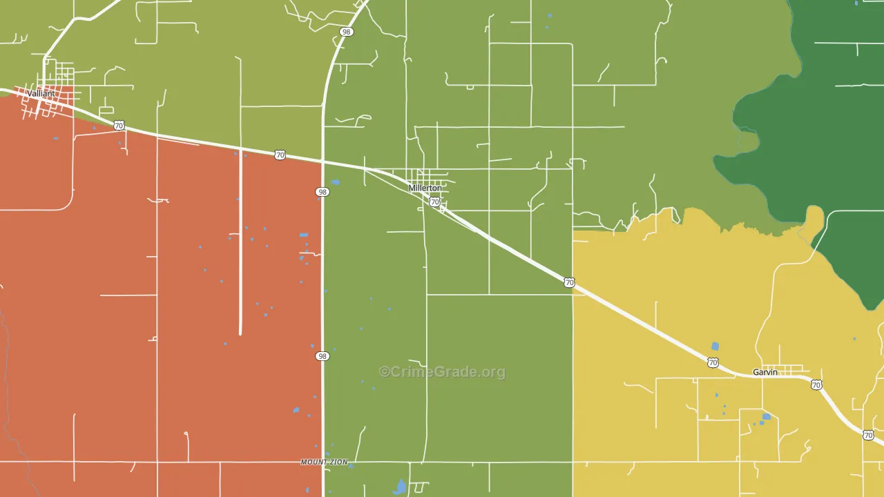 Millerton, OK Map of Vandalism Rates