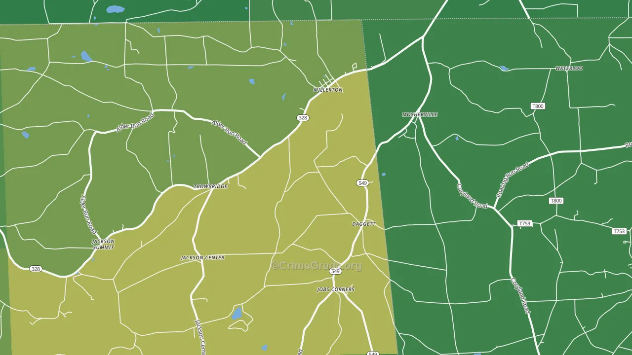 Millerton, PA Map of Vandalism Rates