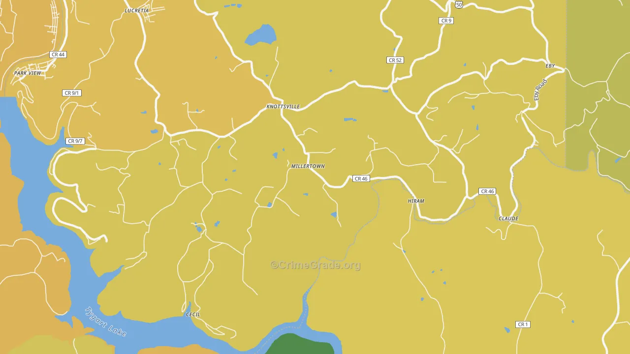 Millertown, WV Map of Vandalism Rates