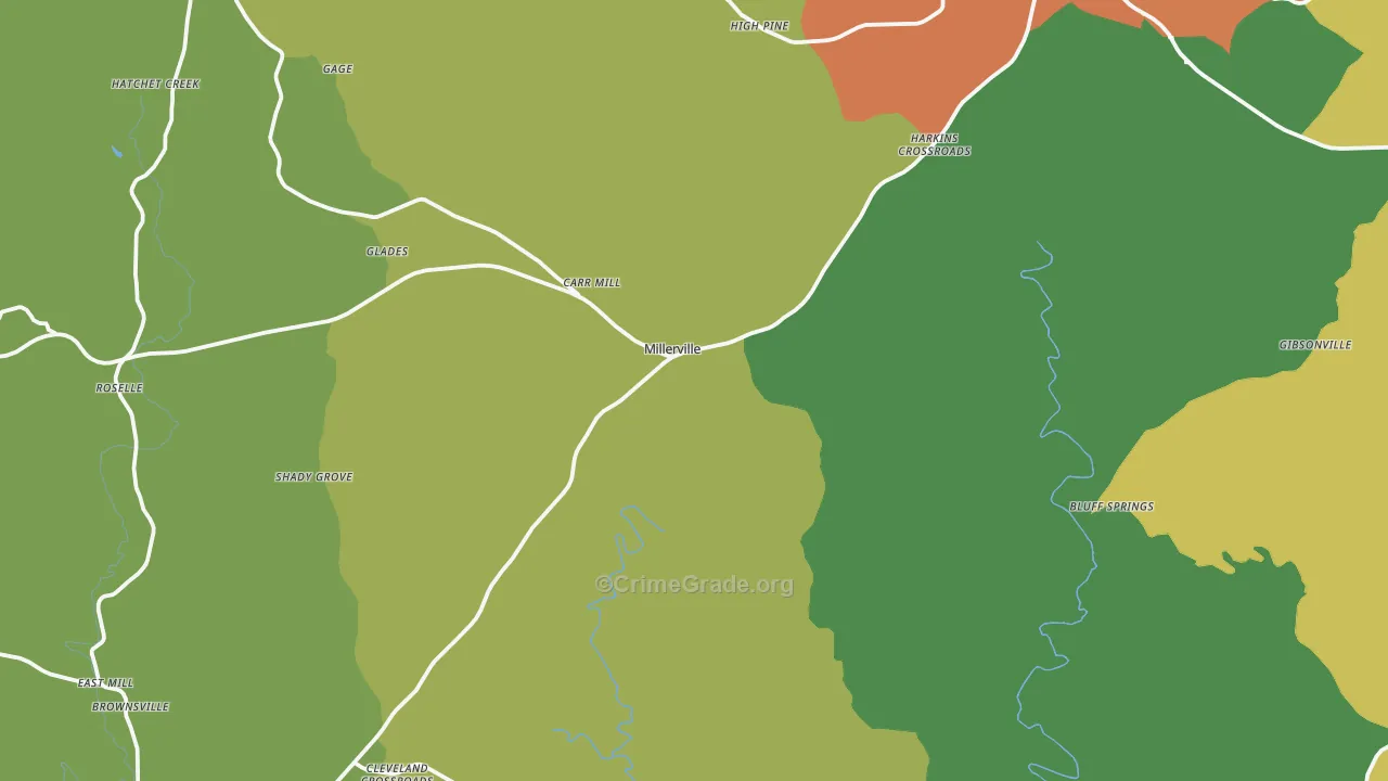 Millerville, AL Map of Vandalism Rates