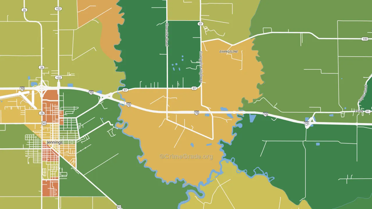 Millerville, LA Map of Vandalism Rates