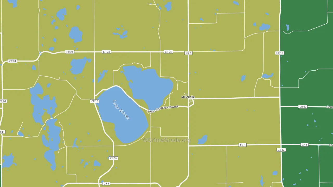 Millerville, MN Map of Vandalism Rates