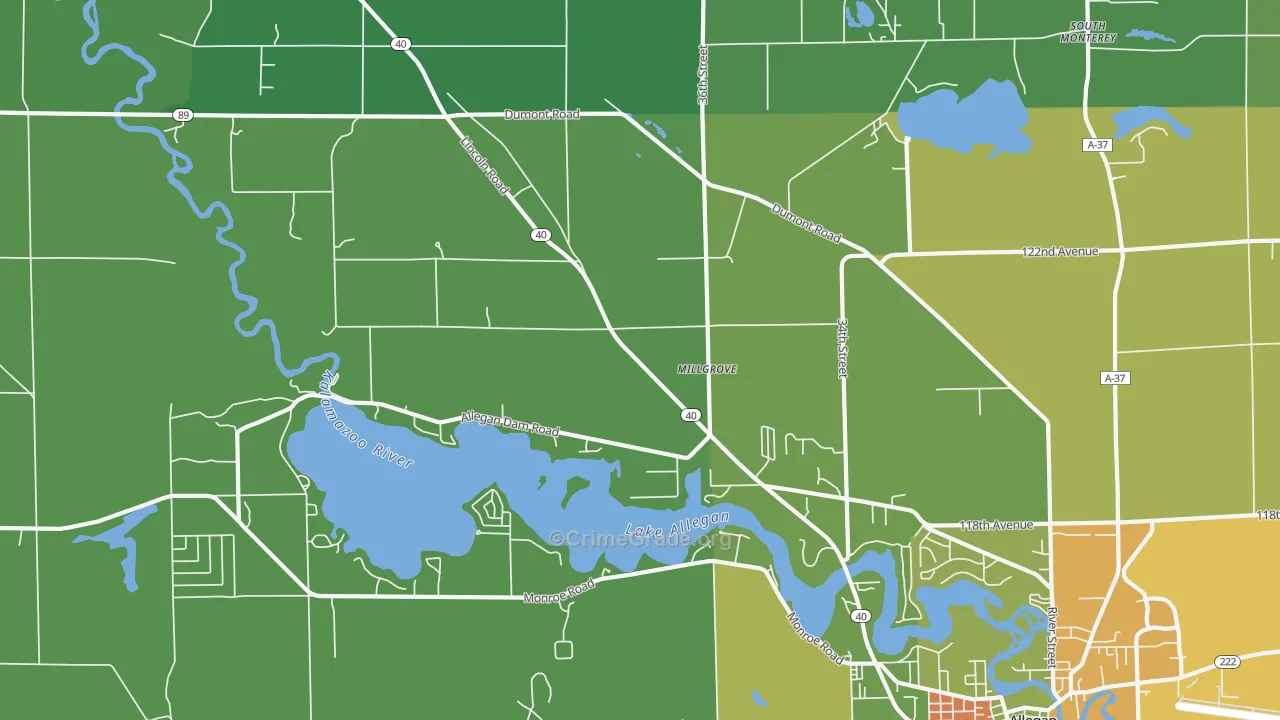 Millgrove, MI Map of Vandalism Rates