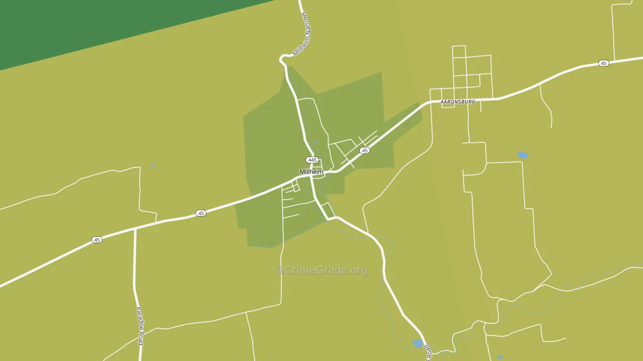 Millheim, PA Map of Vandalism Rates