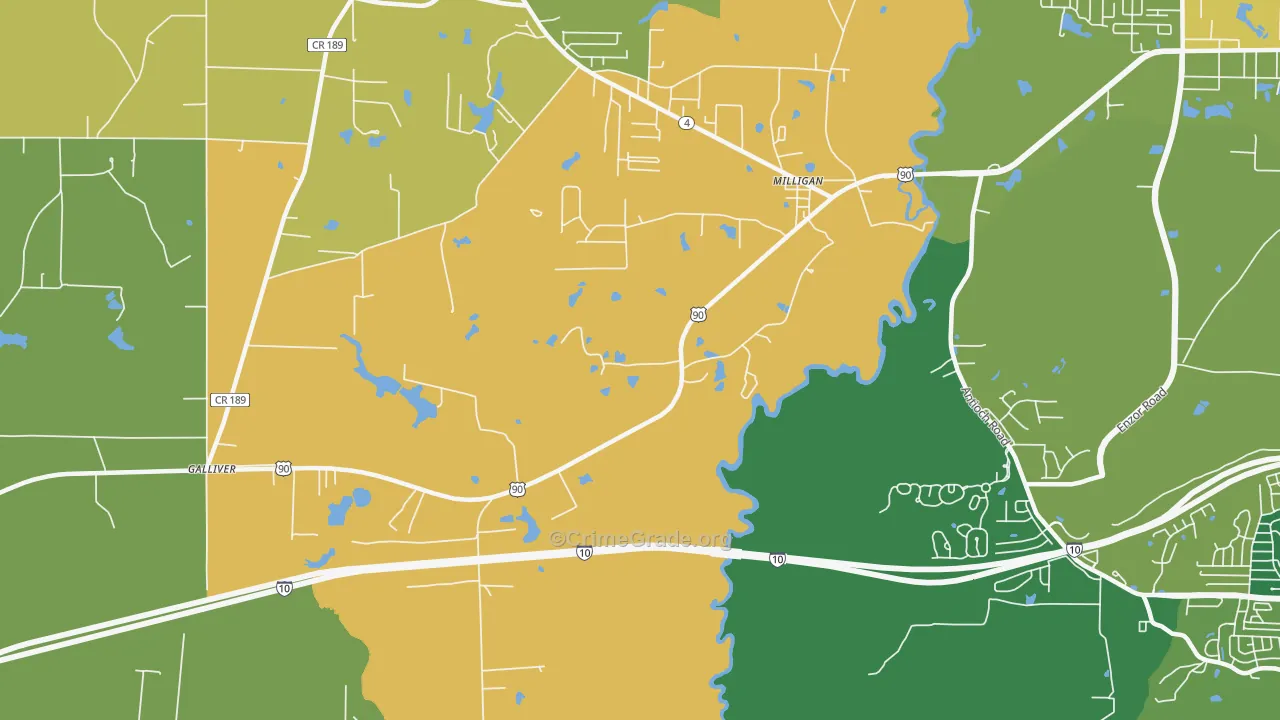 Milligan, FL Map of Vandalism Rates