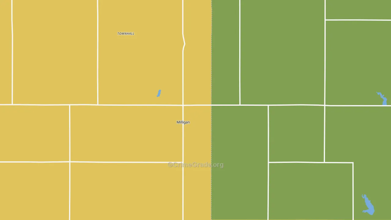 Milligan, NE Map of Vandalism Rates