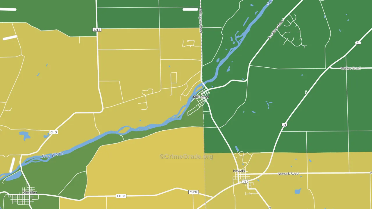 Millington, IL Map of Vandalism Rates