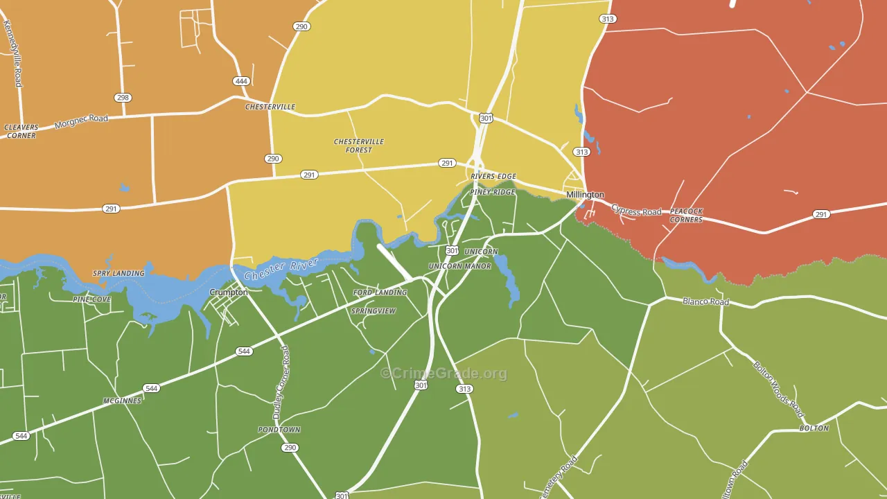 Millington, MD Map of Vandalism Rates