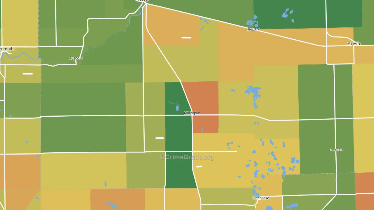 Millington, MI Map of Vandalism Rates