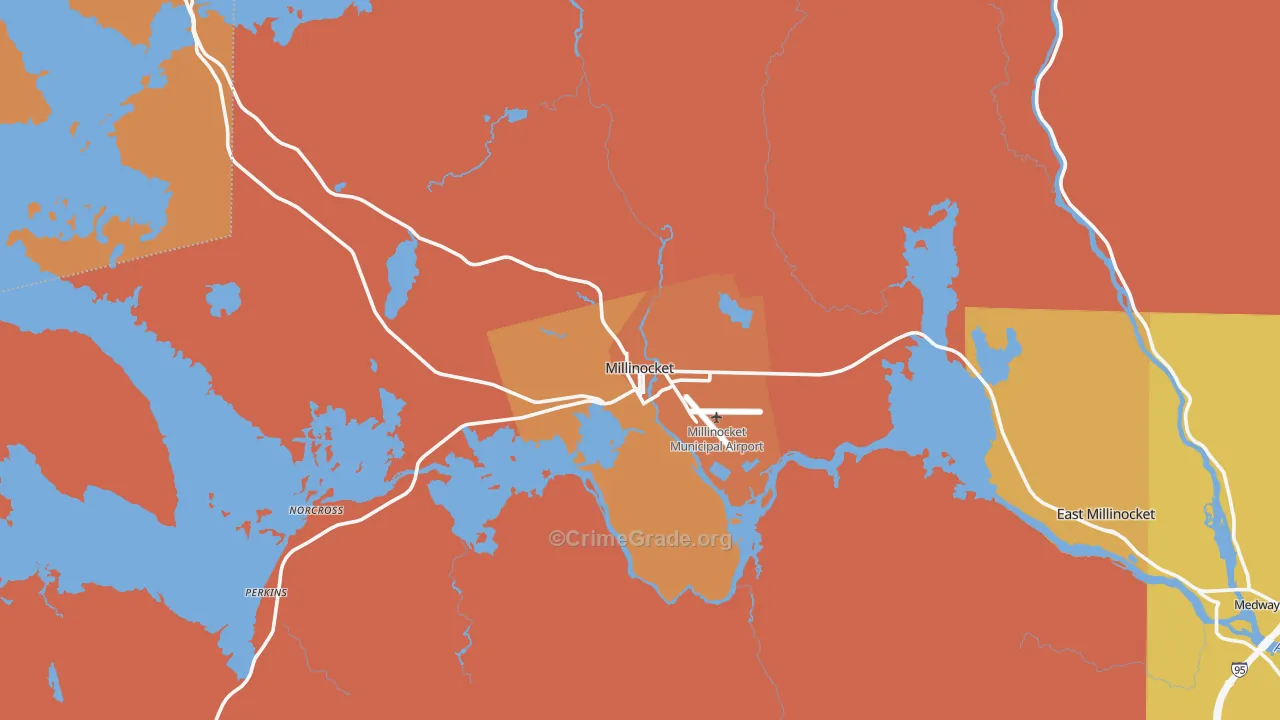 Millinocket, ME Map of Vandalism Rates
