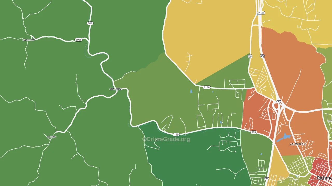 Million, KY Map of Vandalism Rates