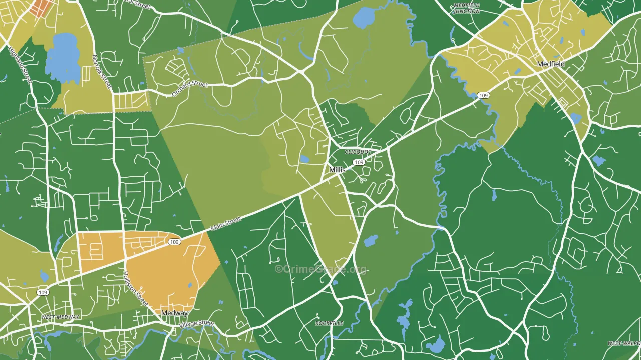 Millis, MA Map of Vandalism Rates