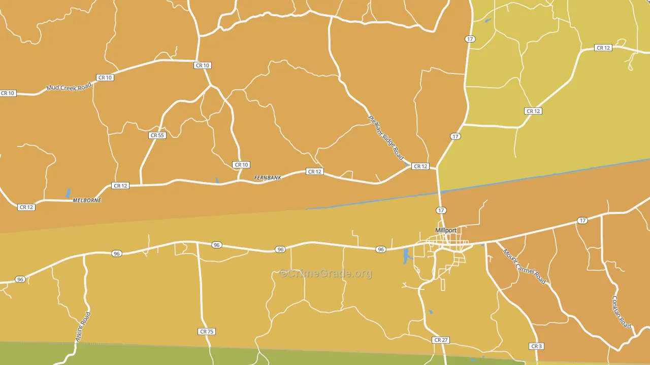 Millport, AL Map of Vandalism Rates