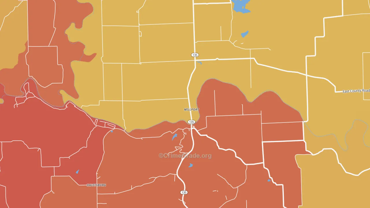 Millport, IN Map of Vandalism Rates