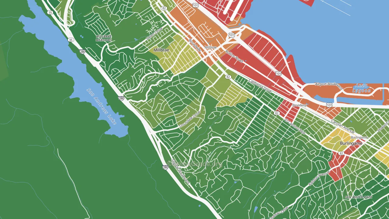Mills Estates, Burlingame, CA Map of Vandalism Rates