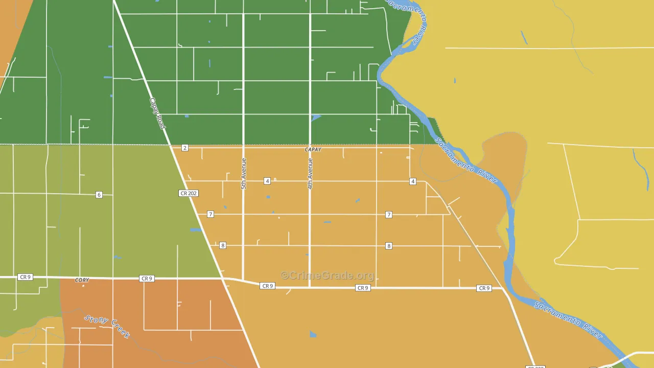 Mills Orchard, CA Map of Vandalism Rates