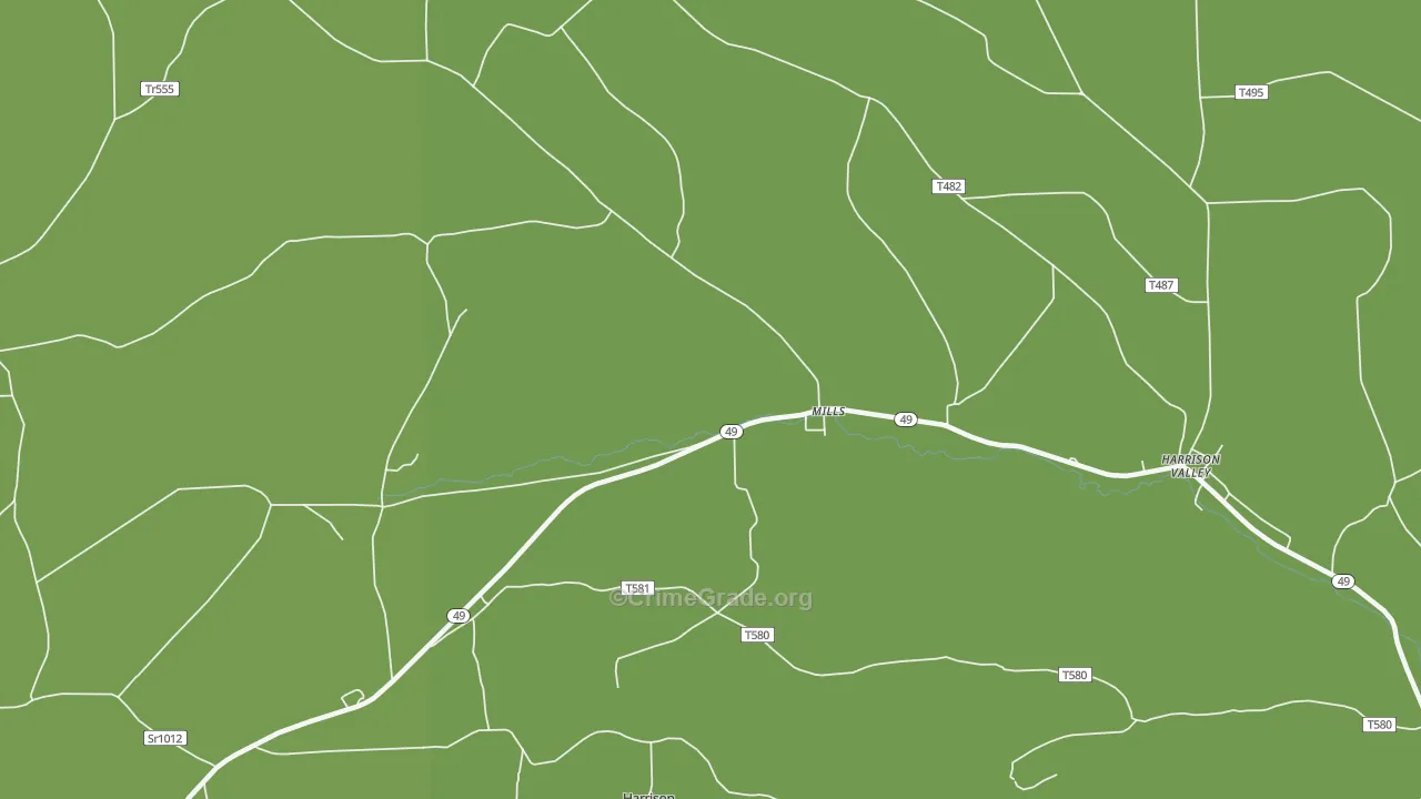 Mills, PA Map of Vandalism Rates