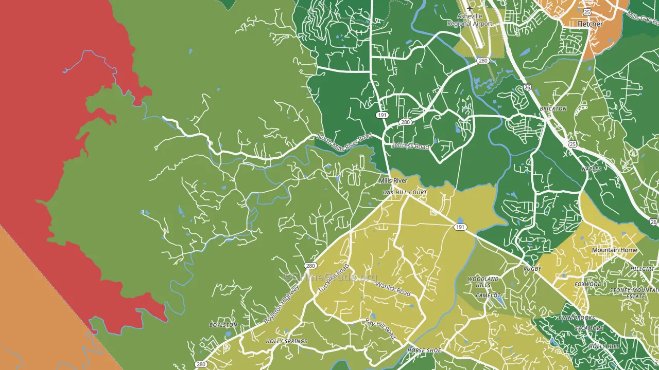 Mills River, NC Map of Vandalism Rates