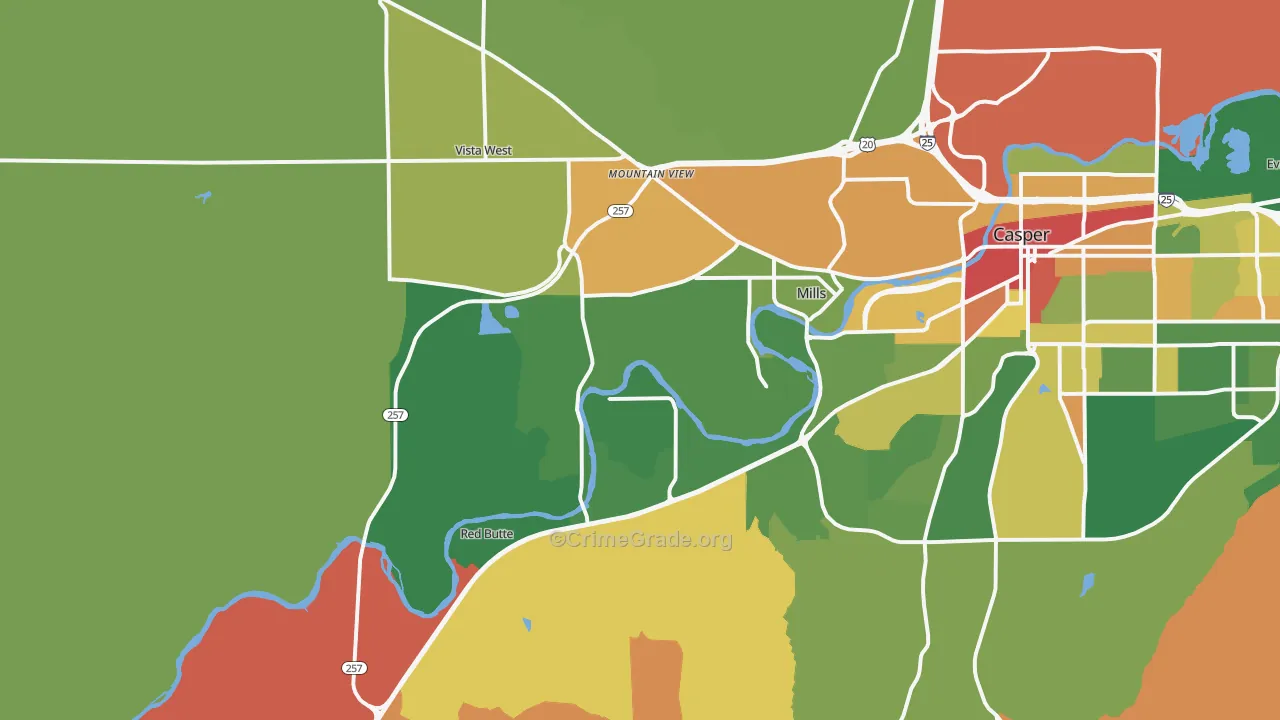 Mills, WY Map of Vandalism Rates