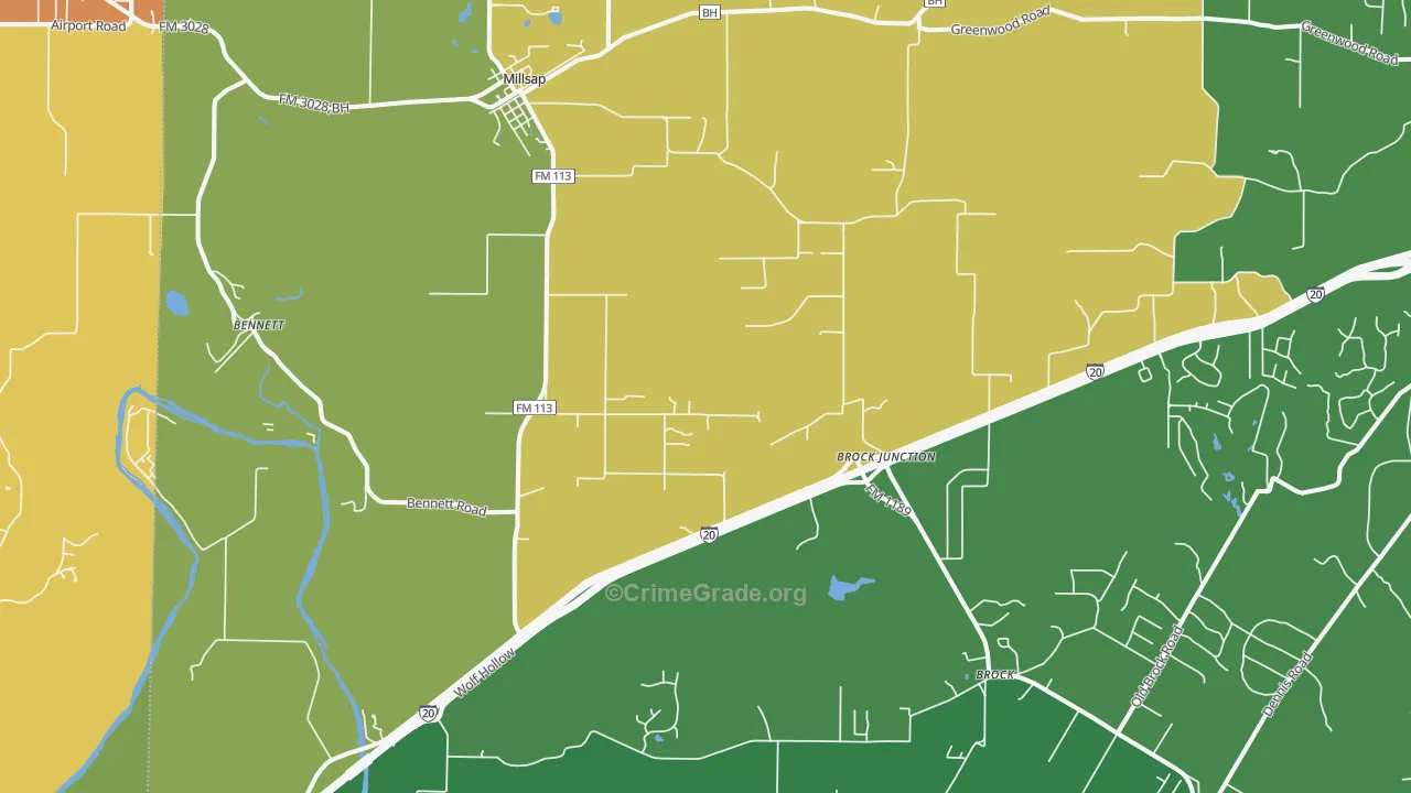 Millsap, TX Map of Vandalism Rates