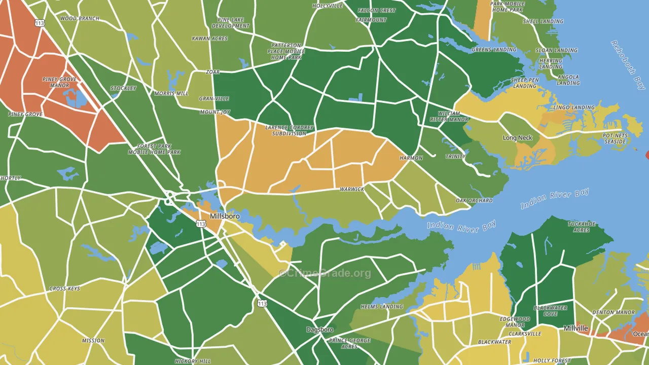 Millsboro, DE Map of Vandalism Rates