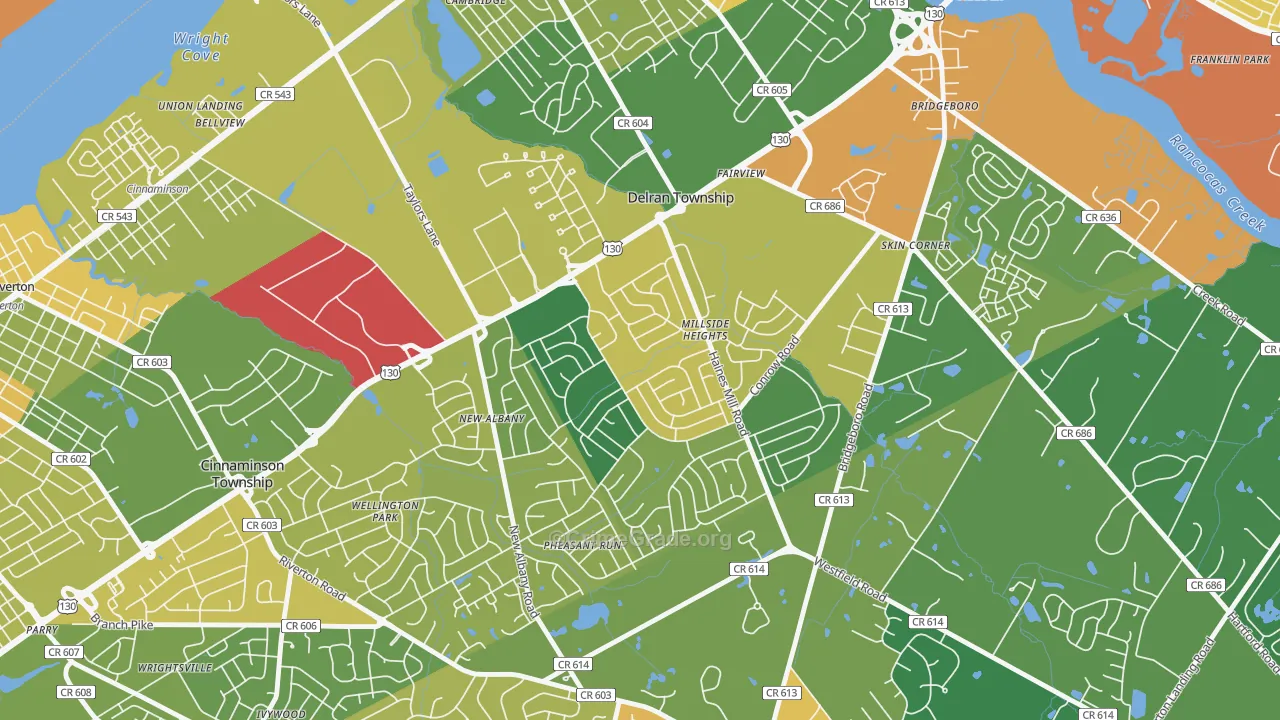 Millside Heights, Riverside, NJ Map of Vandalism Rates
