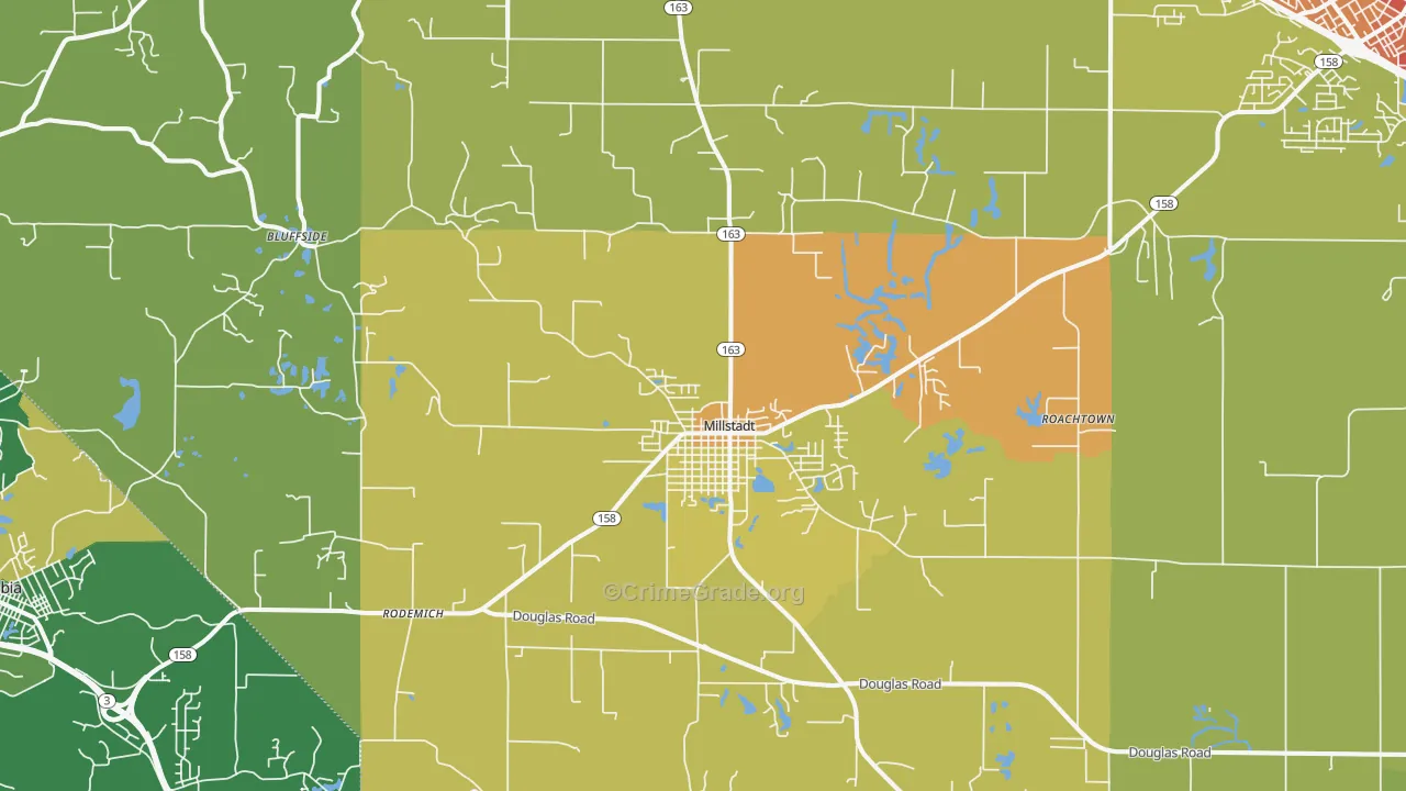 Millstadt, IL Map of Vandalism Rates