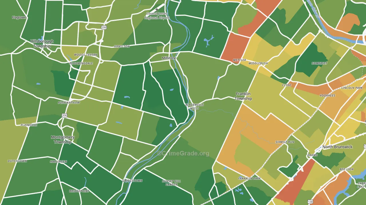 Millstone, NJ Map of Vandalism Rates