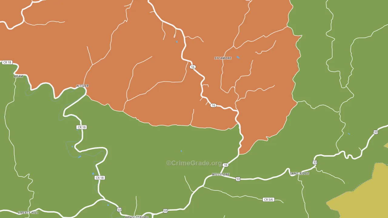 Millstone, WV Map of Vandalism Rates