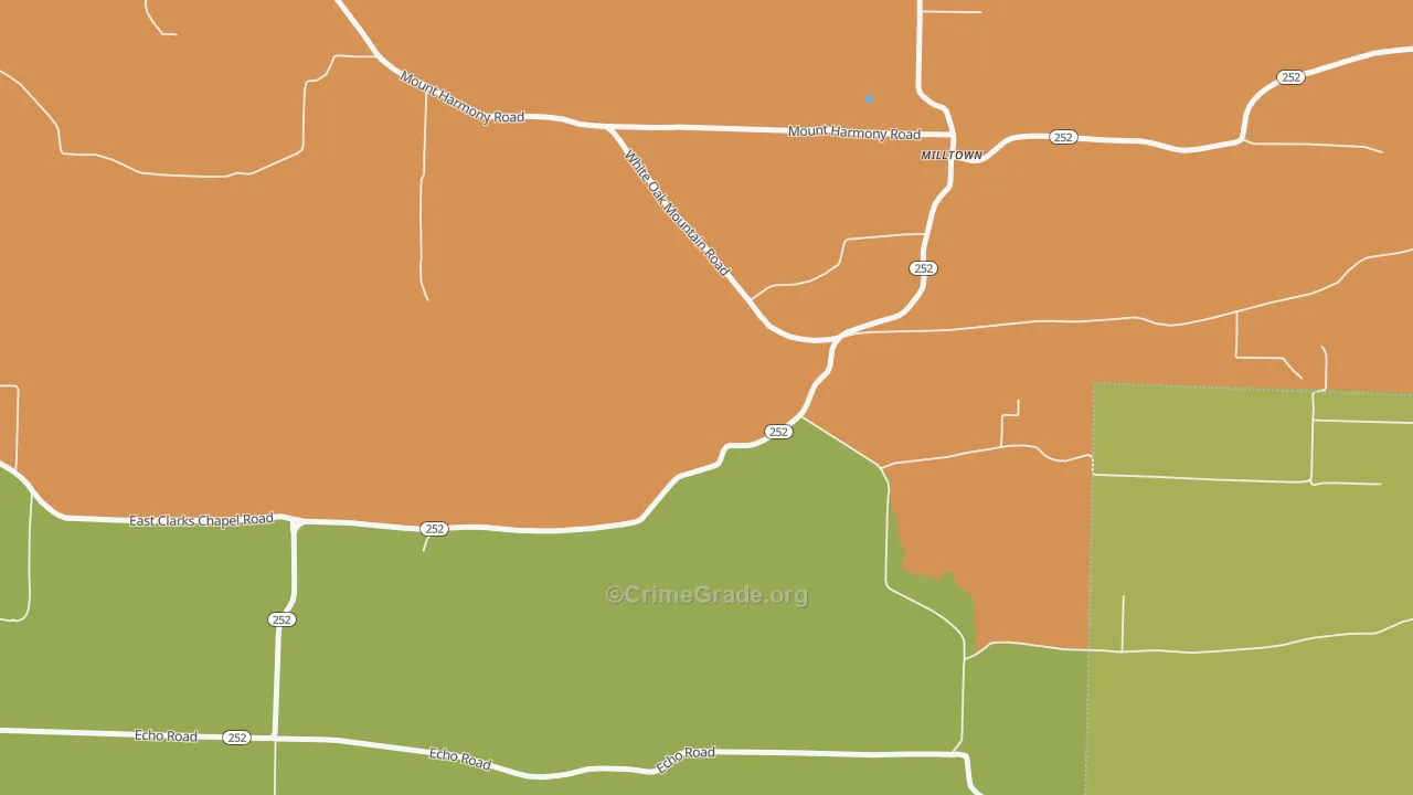 Milltown, AR Map of Vandalism Rates