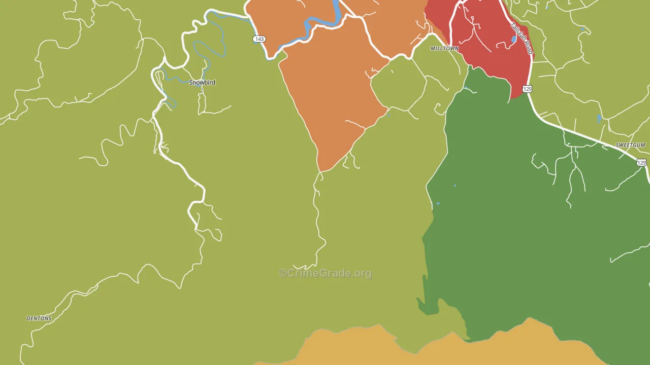 Milltown, NC Map of Vandalism Rates