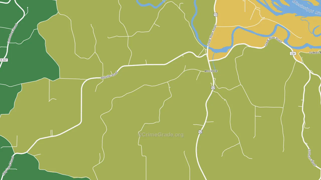 Millville, IA Map of Vandalism Rates