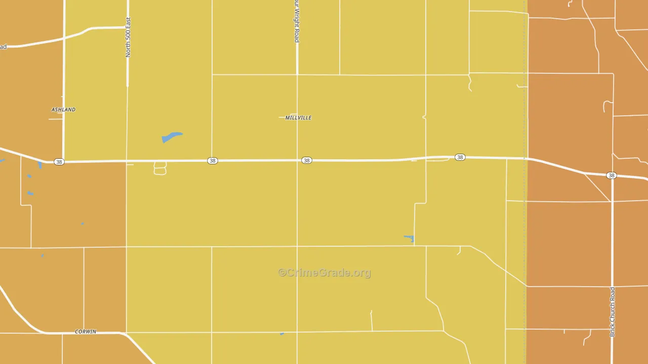 Millville, IN Map of Vandalism Rates