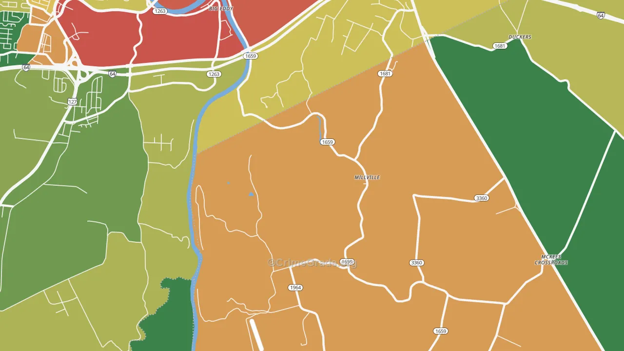 Millville, KY Map of Vandalism Rates