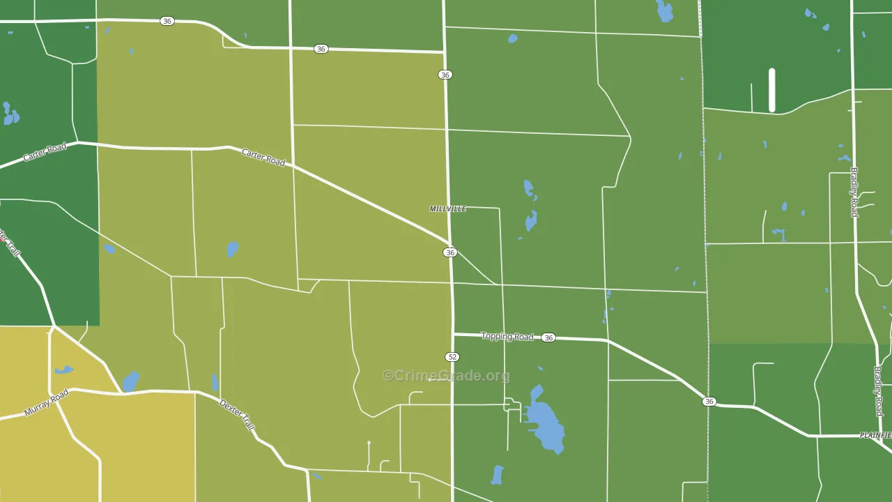 Millville, MI Map of Vandalism Rates