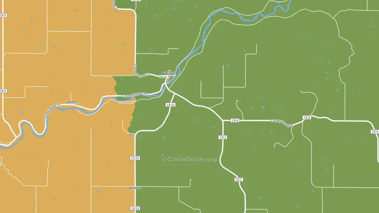 Millville, MN Map of Vandalism Rates