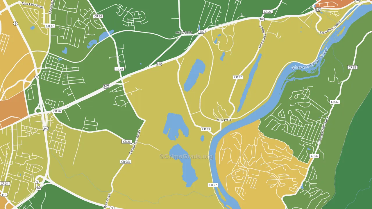 Millville, WV Map of Vandalism Rates