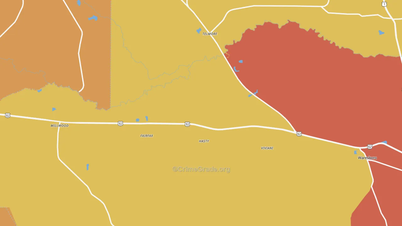 Millwood, GA Map of Vandalism Rates