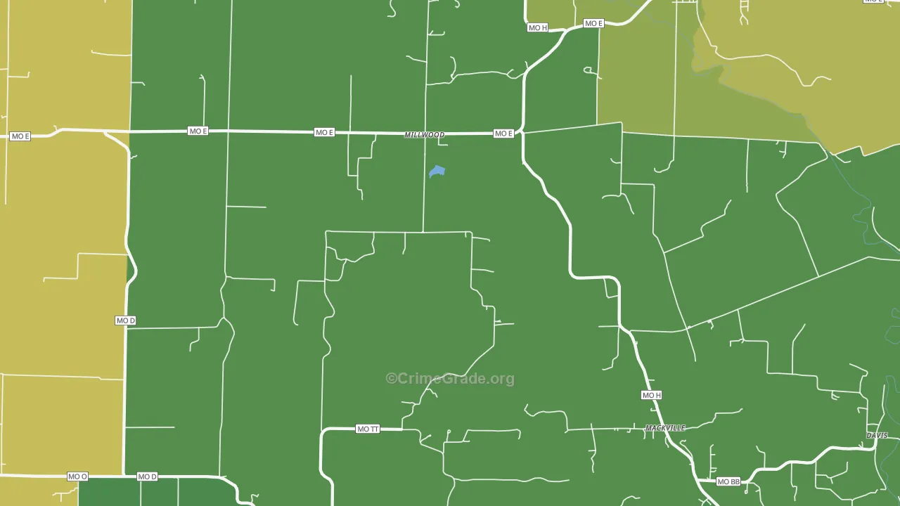Millwood, MO Map of Vandalism Rates