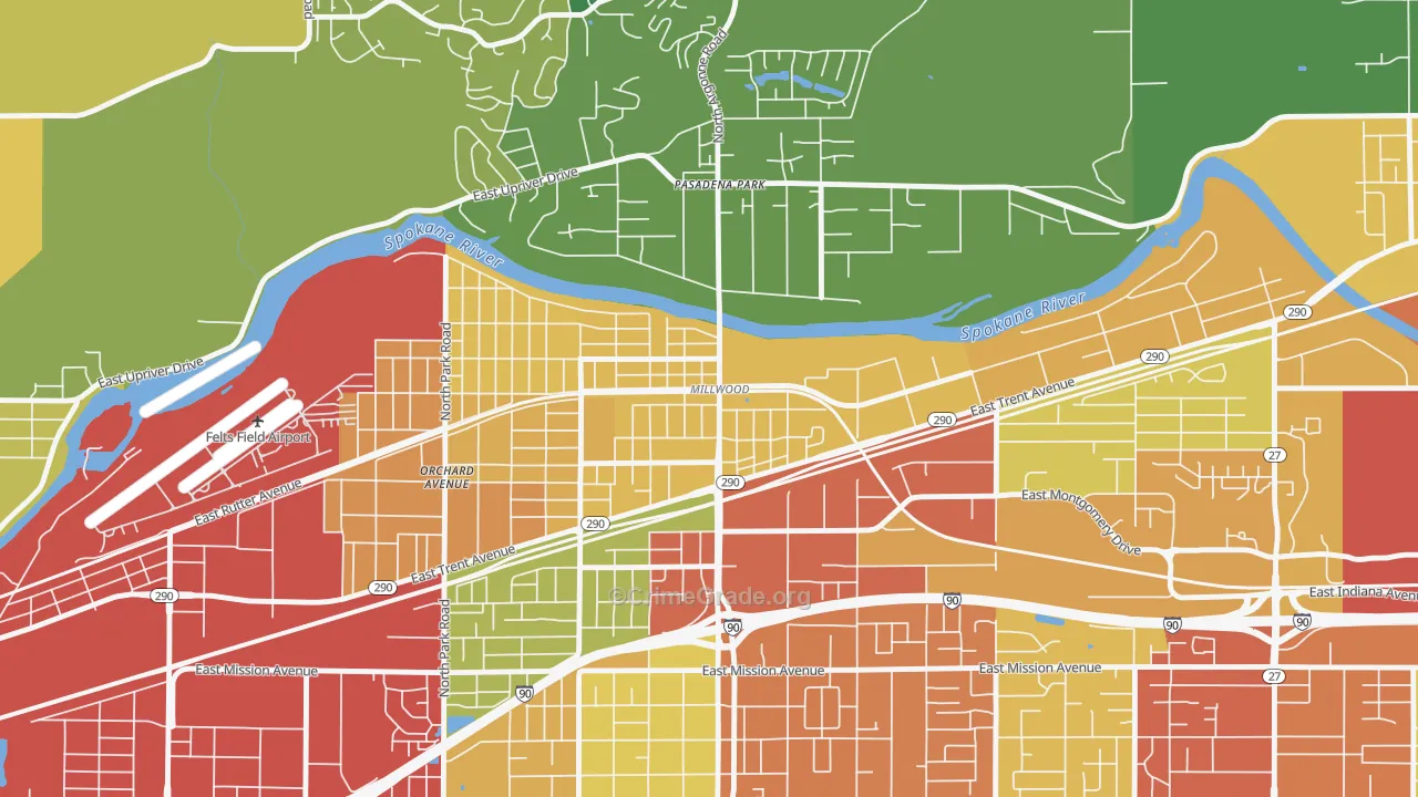 Millwood, WA Map of Vandalism Rates