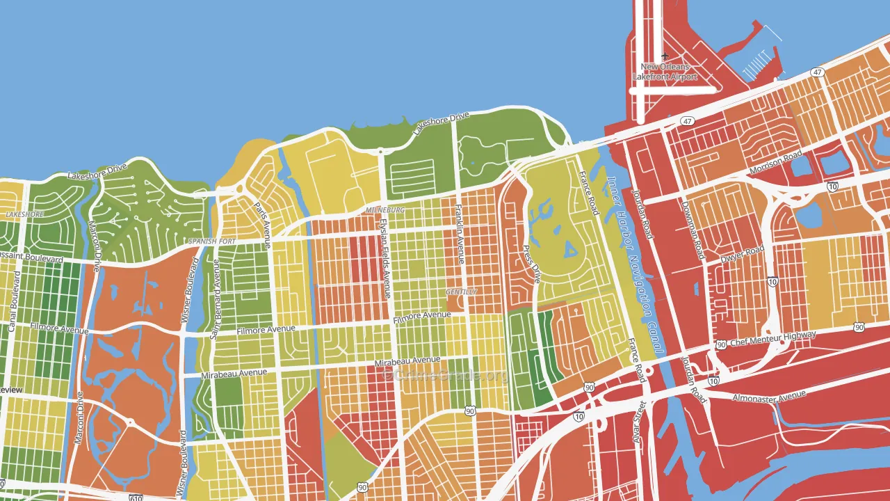 Milneburg, New Orleans, LA Map of Vandalism Rates