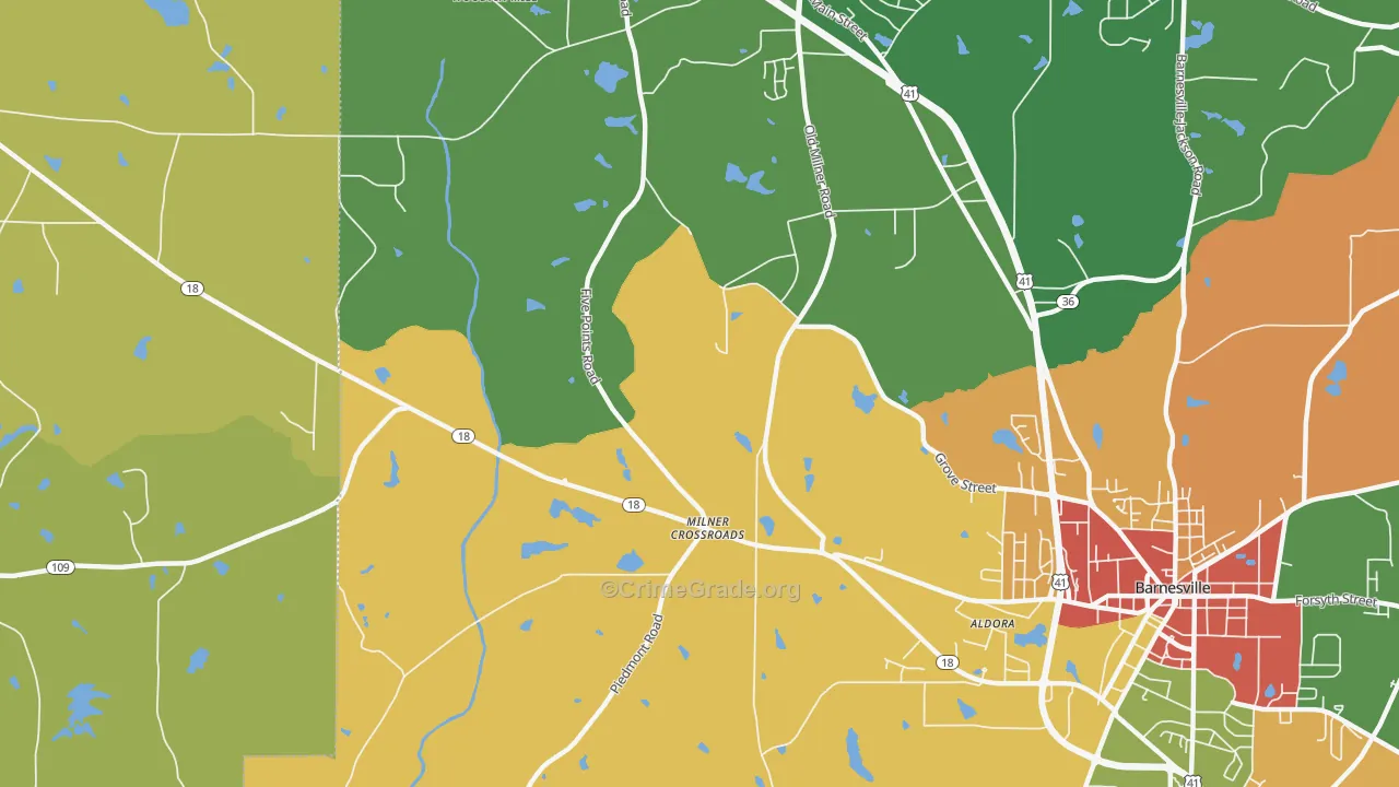 Milner Crossroads, GA Map of Vandalism Rates