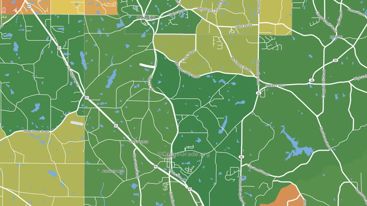 Milner, GA Map of Vandalism Rates