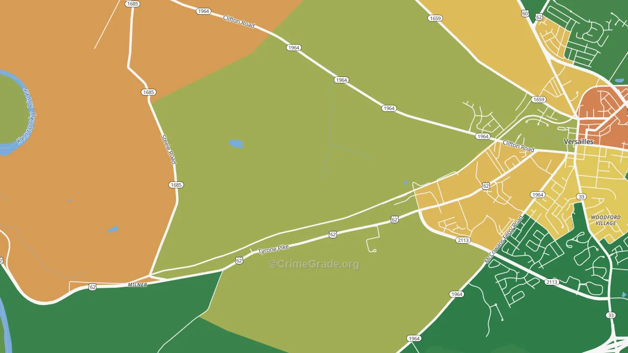 Milner, KY Map of Vandalism Rates