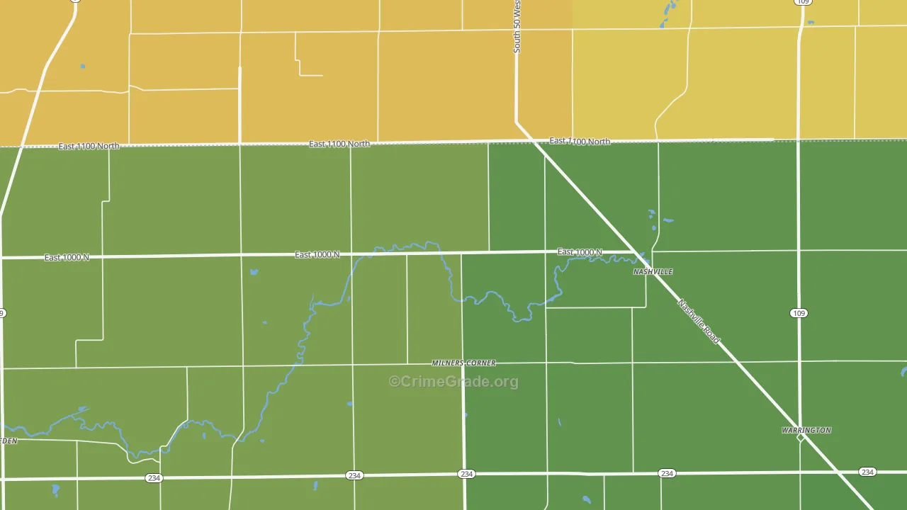Milners Corner, IN Map of Vandalism Rates