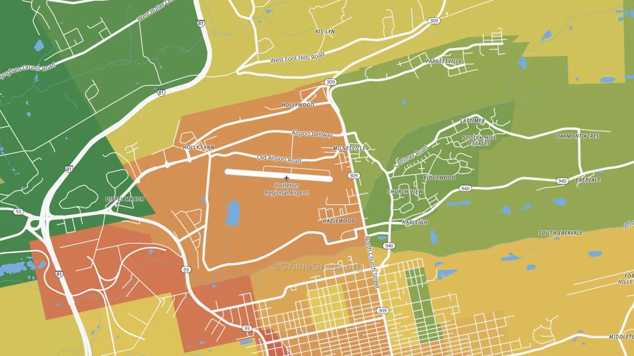 Milnesville, PA Map of Vandalism Rates